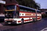 Neoplan Jumbo - Doppelstock Gliederbus des Reiseunternehmen  Ad�mmer, Sennestadt am 17.9.1989 in Bremen aufgenommen.